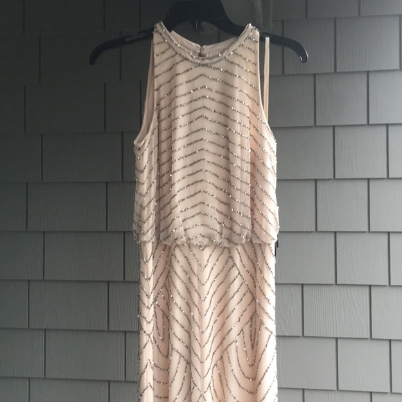 Adrianna Papell Art Deco Beaded halter Madigan - Picture 2 of 7